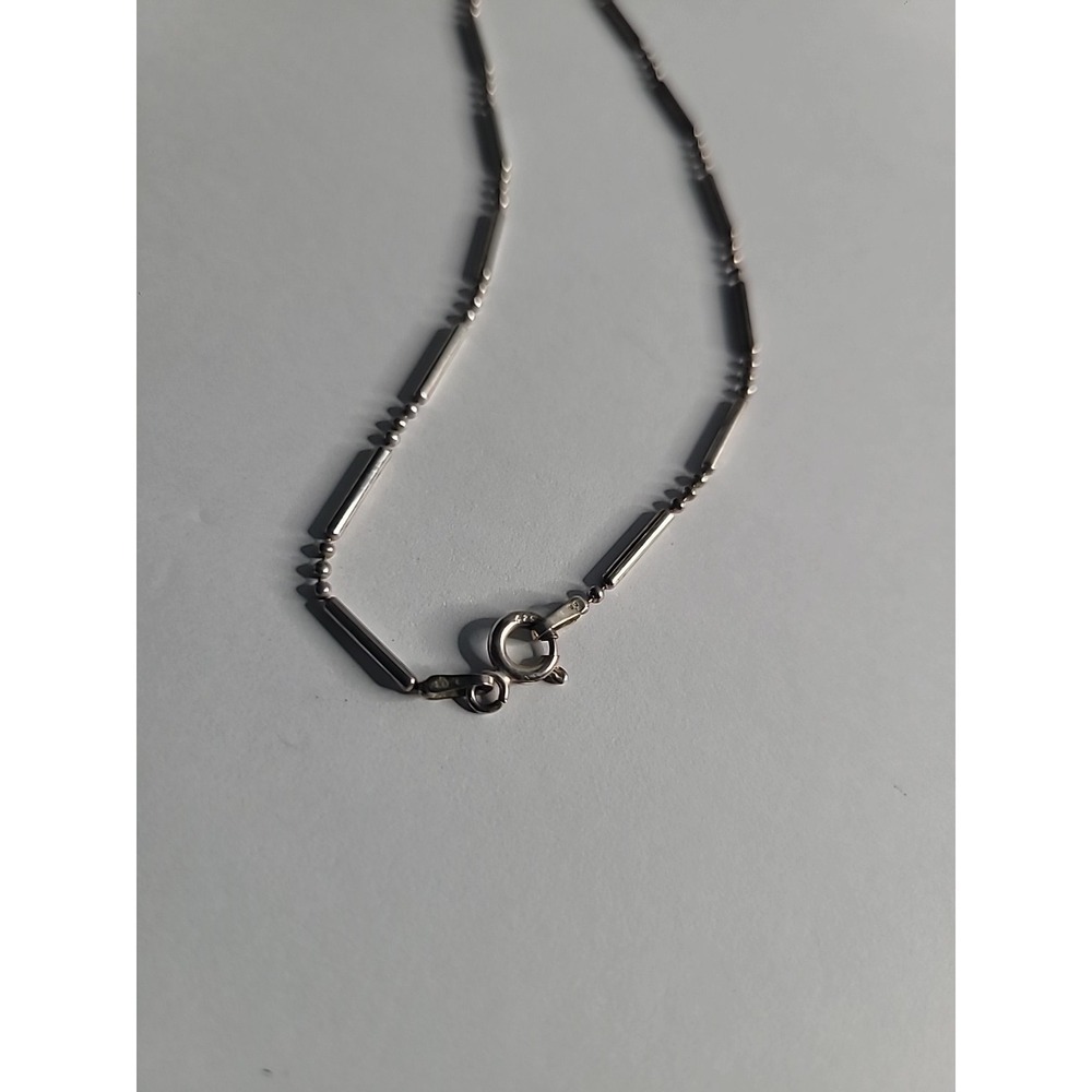 925 Sterling Silver Circle Pendant Necklace Clear CZ Drop Station Chain Vintage - Picture 9 of 10